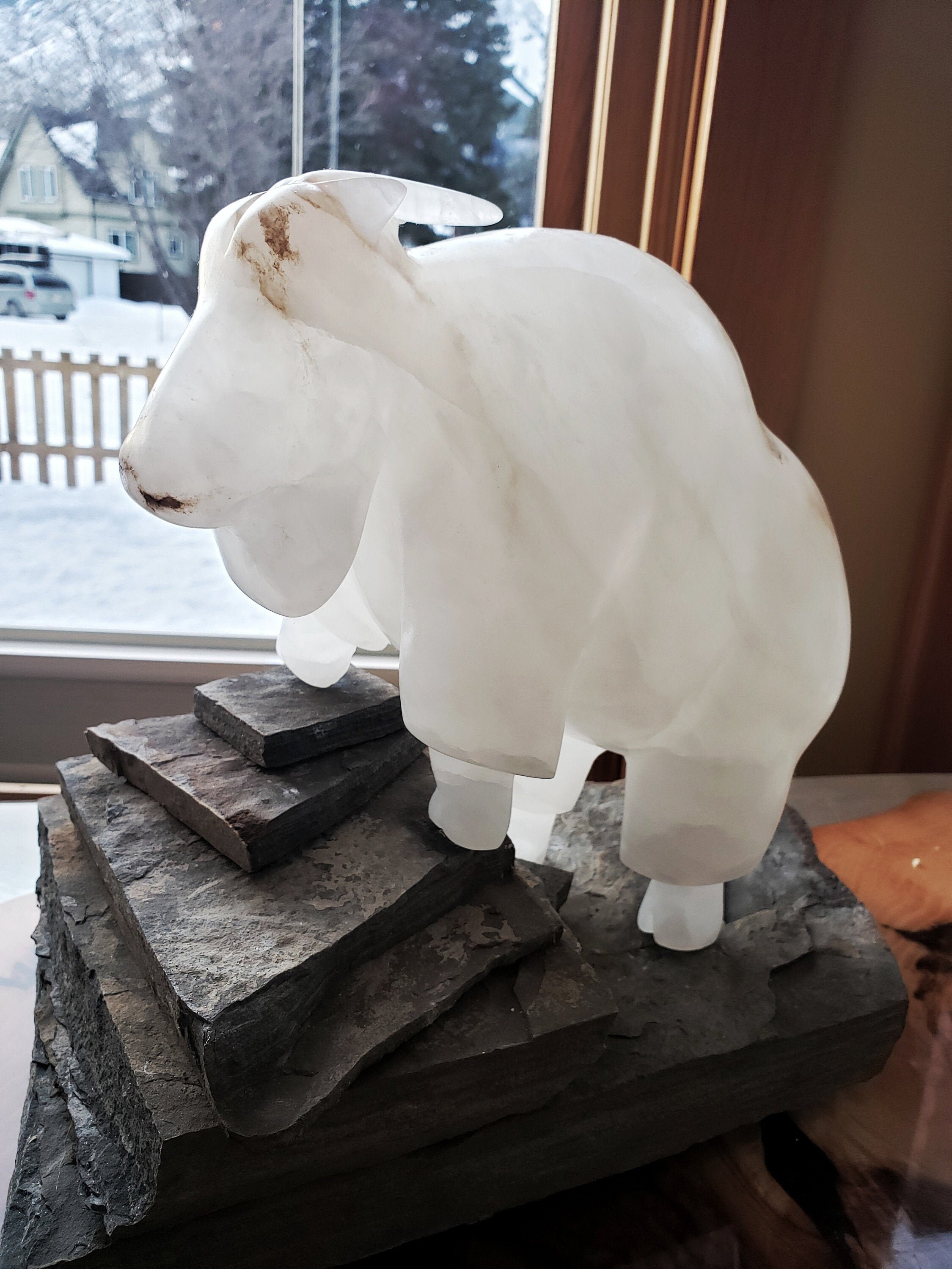 Rocky Mountain Goat Alabaster stone carving Etsy