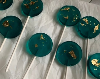 Edible Gold Leaf Lollipops, Emerald Green, Lollipop Sweets, Wedding Favour, Celebration, Kids gifts, baby shower, birthday, sweets gift box