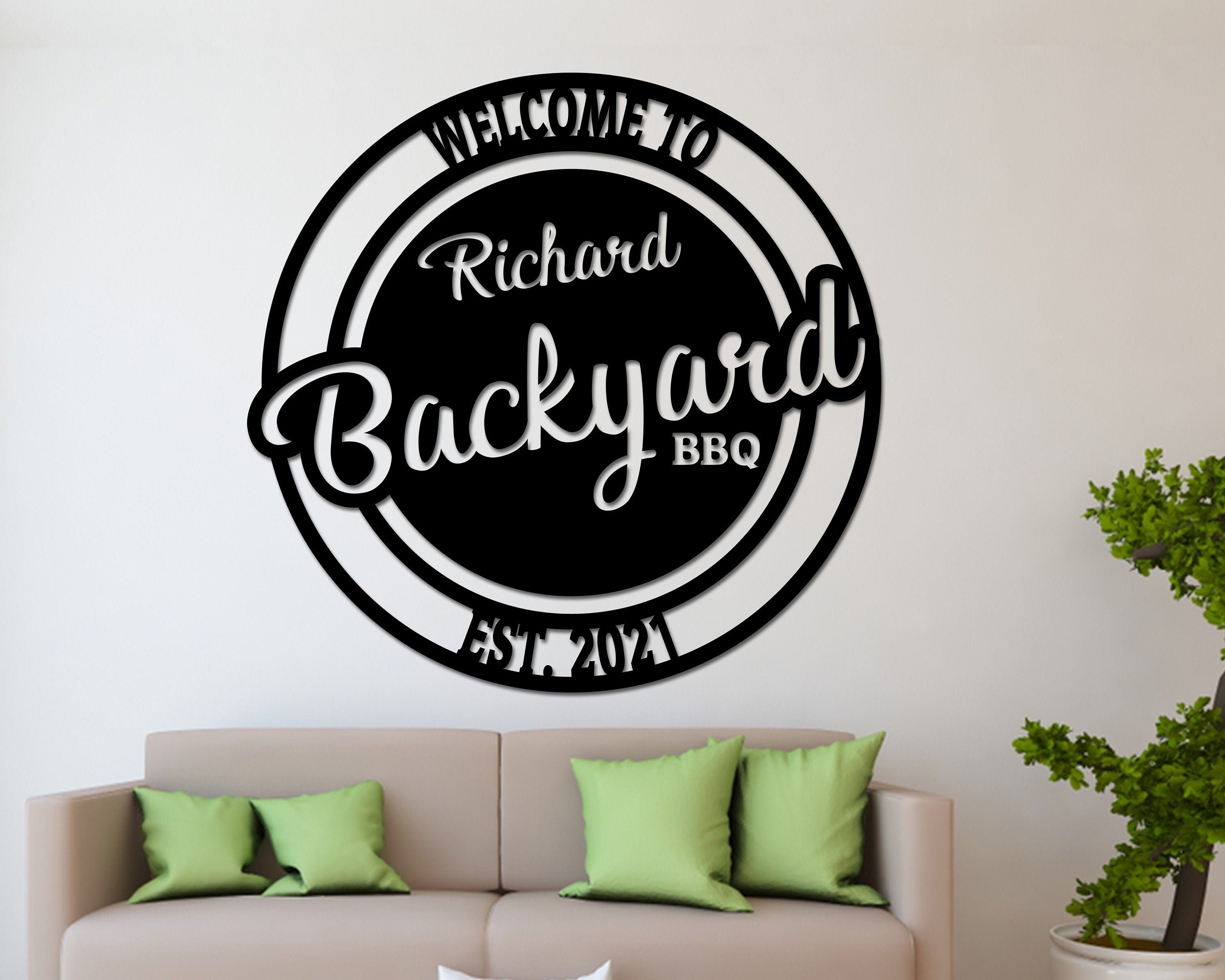 Personalized Backyard BBQ Metal Sign / Outdoor Wall Decor / Etsy
