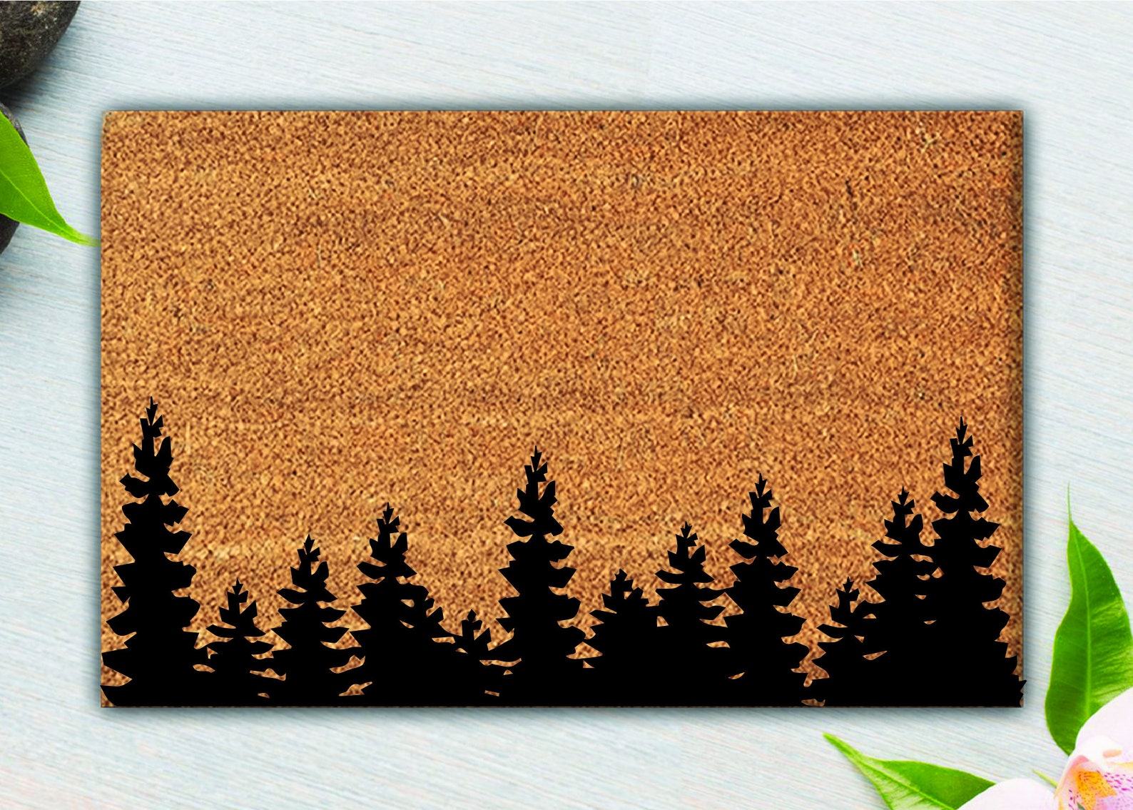 Tree Top Doormat Christmas Doormat Three Pine Tree Coir Etsy
