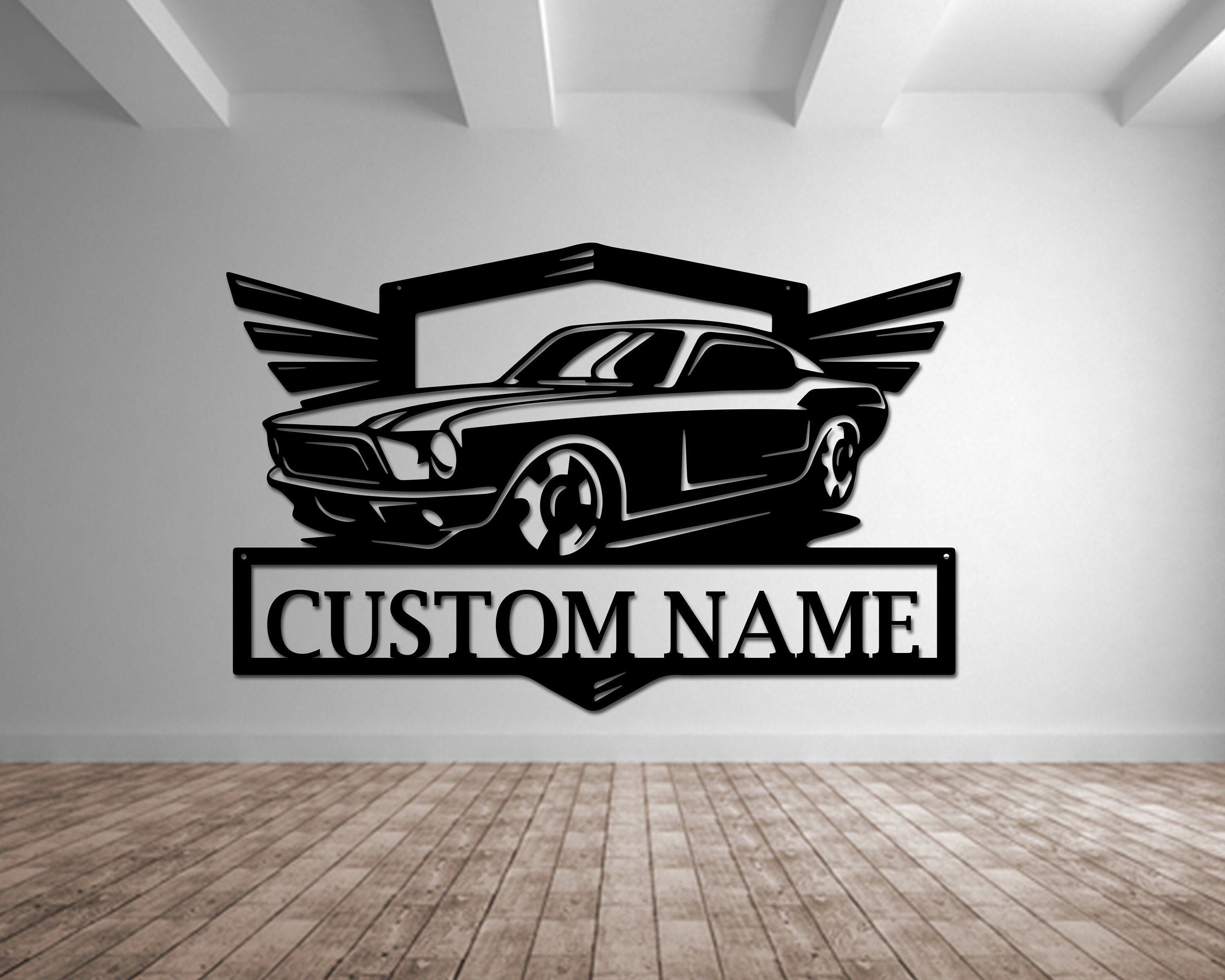Personalized Garage Name Car Metal Sign Mustang Classic Car Etsy