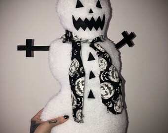 Gruseliges Schneemann Geist Kissen / Kissen Halloween gruselig gruselig Deko Weihnachten Geschenk Goth Gothic Emo Hexe Deko