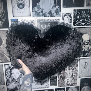 BIG Valentines heart shaped cushion lace halloween spooky scary decor christmas decoration gift goth gothic emo witch horror tattoo alt