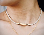 THE WORLD IS Your Oyster, Gold Bar Double Layered Necklace, Girls Everyday Positive Affirmation Jewellery, Encouragement Self Love Gift
