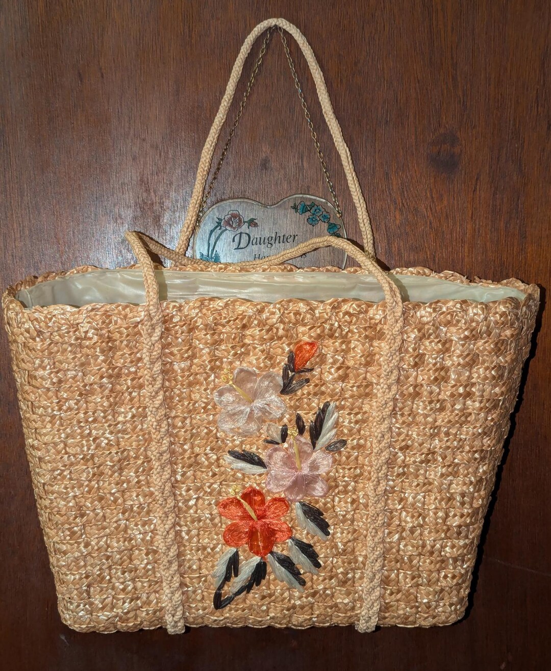 1940s Vintage Straw Embroidered Floral Tote Beach Bag - Etsy