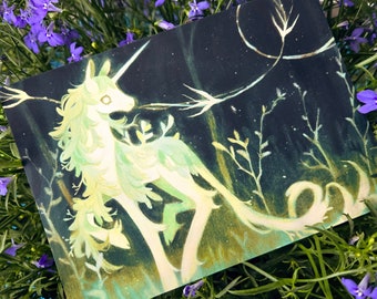 Große Postkarte - Grass Einhorn