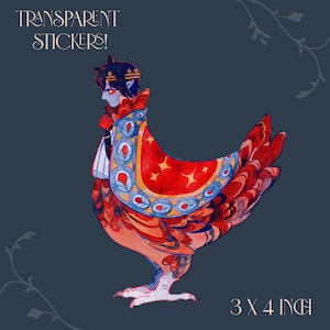 Pegatina transparente- Viajero arpía de pollo