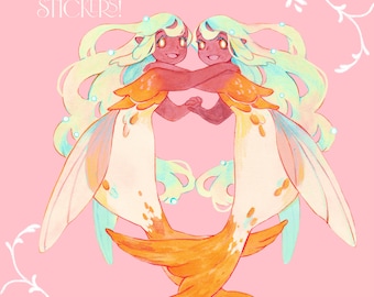 Clear Stickers - Twin Mermaids