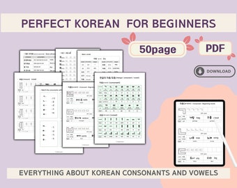 Parfaite étude coréenne pour les débutants/Hangul Worksheets/Korean Learning Printable/Tracing Korean Alphabet/Learn Korean