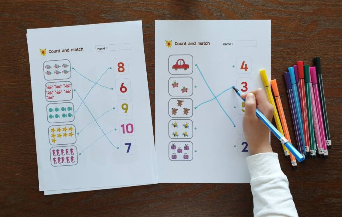 preschool math worksheets homeschool learning activity etsy