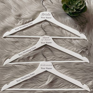 Personalized Wedding Hangers | Bride Hanger | Wedding Gift | His and Her&#39;s Hangers | Bride | Groom | Wedding