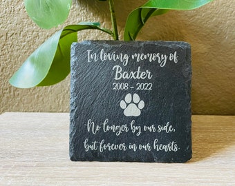 Personalized Pet Memorial Slate 4" x 4" Tile | Pet Memorial Keepsake | Pet Memorial Stone | Pet Remembrance |  Rainbow Bridge Gift |Pet Loss