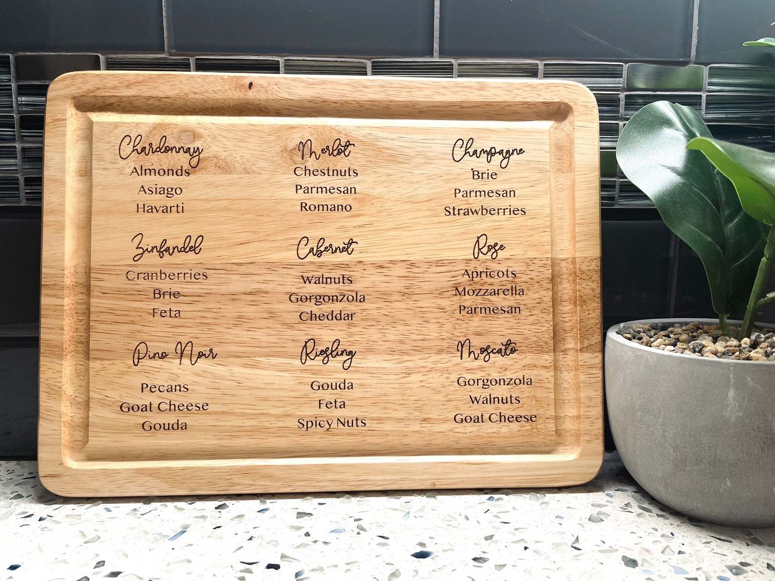 Wine and Cheese Pairing Cutting Board | Wooden Board | Laser Engraved ...