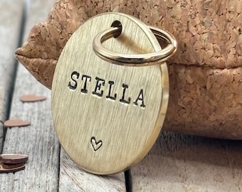 Dog Name Tag, New Puppy Gift, New Dog Card, New Pet, ID Tag, Personalised Dog/Cat Tag, Hand Stamped Silver or Gold Tag, Personalized Cat Tag
