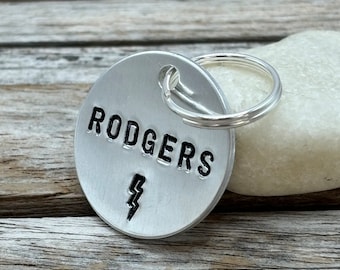 Hand stamped silver or gold personalized custom Pet ID tag for Dogs or Cats aluminium or brass