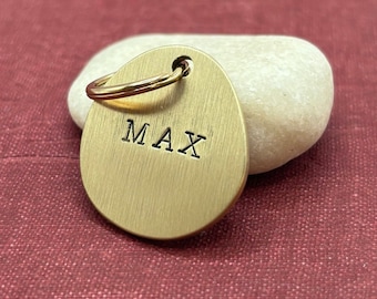 Luxury Hand Stamped Personalized Custom Pet ID Tags for Dogs and Cats in Solid Brass Dog ID Custom Collar Tag gold, Oval shaped dog tag