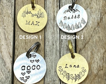 Placa de identificación para perros estampada a mano, placas para perros, placa de identificación para mascotas, placa personalizada para perros, placas grabadas para perros