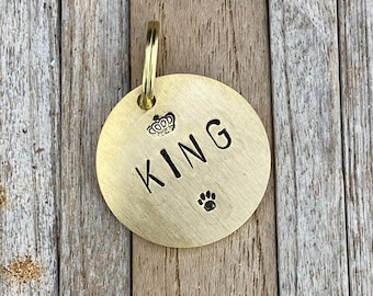Hand Stamped Dog ID Tag, Custom Dog Collar Tag, Dog Tag for Dogs or Cat, Personalized, Pet ID Tag, Dog Name Tag Pet Tag, Kitten Cat ID Charm