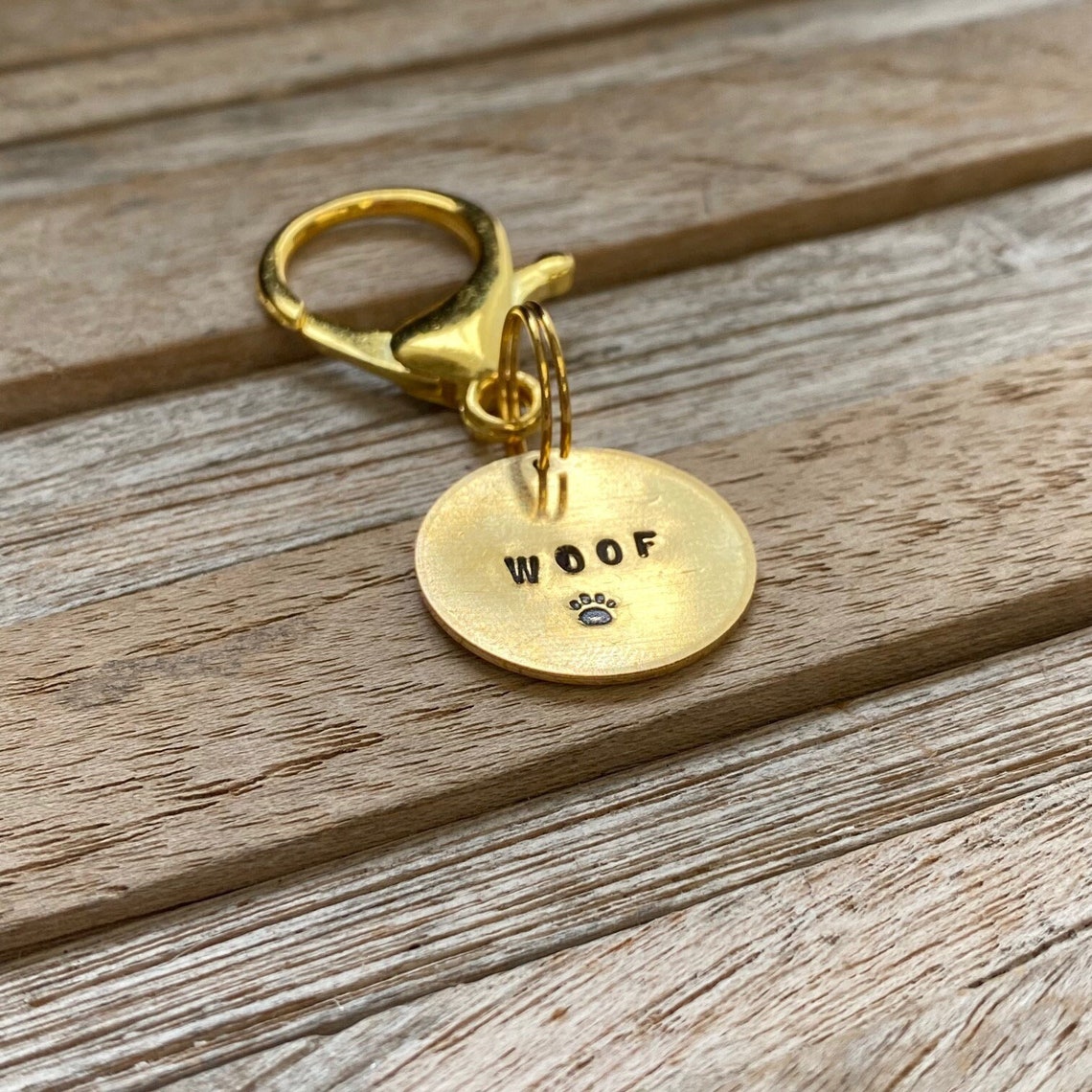 Pet Tag With Clasp Hand Stamped Dog ID Tag Engraved Dog Name Etsy