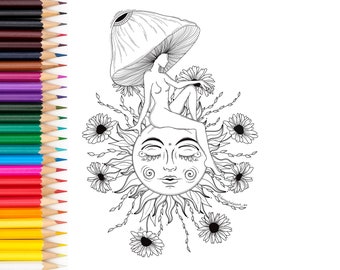 Download Hippie Coloring Page Etsy