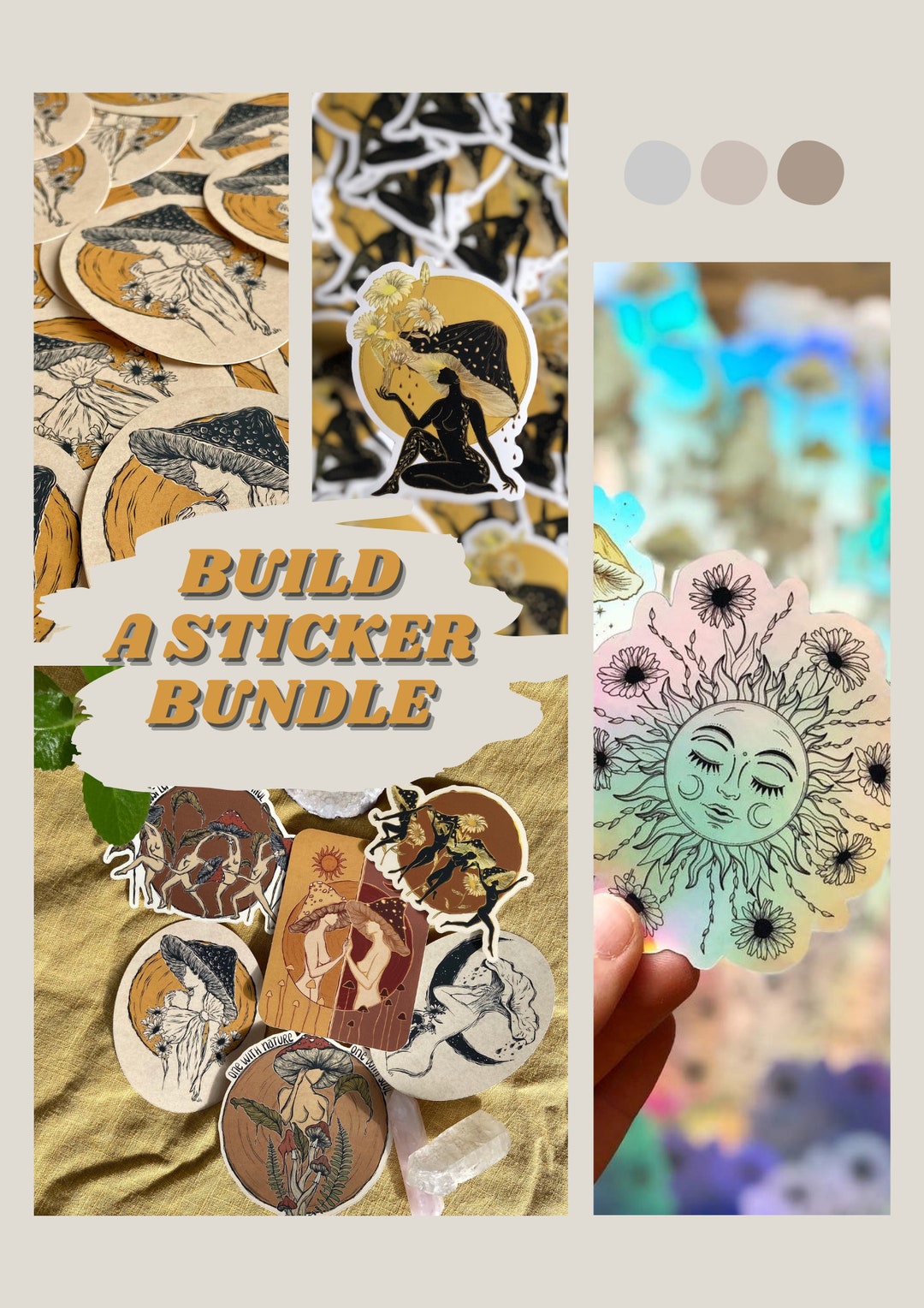 Build a Sticker Bundle, Mushroom Ladies Vinyl Sticker, Weatherproof ...