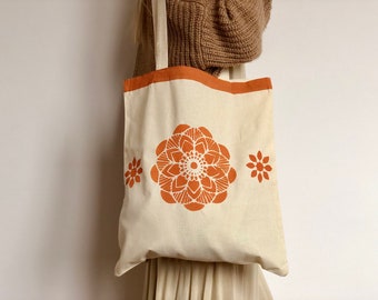 Hand Painted Canvas Tote Bag Grocery Bag Reusable Mandala Art Mandala Bag Eco Friendly Gift Sustainable Fashion Boho Tote Bag Reusable Bag