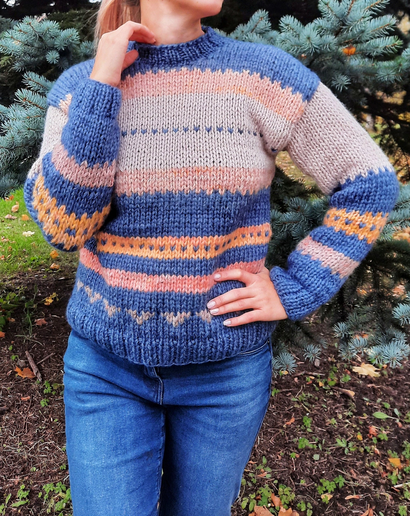 Knitting sweater for women colorful sweater chunky sweater Etsy