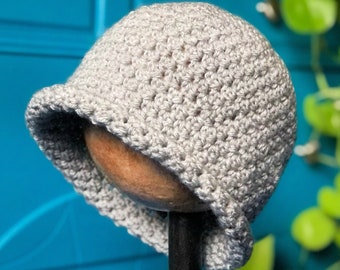Crochet Bucket Hat Gray Sequin Trim Knit Cloche Summer Boho Chic One Size Handmade | Accessories | Womens Spring Summer Floral Bucket  main image 2