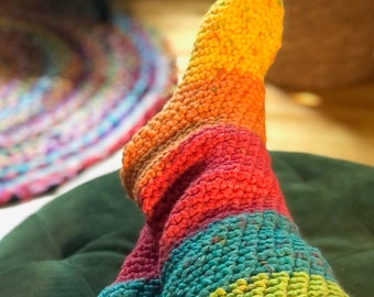 Slipper Socks, Reading Socks, Leg Warmers, Crochet Slippers, Hygge Socks, Winter Fireside Slippers, Hand Knit Slippers, Striped Socks