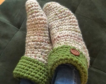 Boot Slippers, Crochet Slippers, Warm Wool Slippers, House Slippers, Reading Socks, Adult Booties, Winter Indoor Shoes, Knit Slipper Boots,