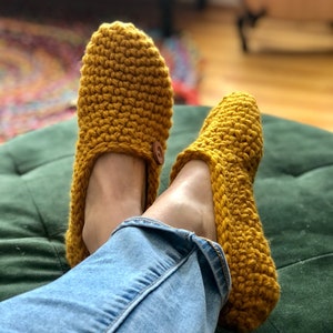 Adult House Slippers, Crochet Slippers, Indoor Shoes, Handmade Slide on Slippers, Knit Bedroom Slippers, Matching Family Slippers