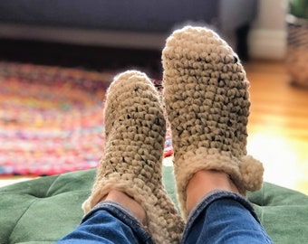 Adult Crochet Slippers, Handmade House Slippers, Warm Wool Socks, Knitted Slippers, House Shoes, Cozy Cottage Slippers, Gifts for Her
