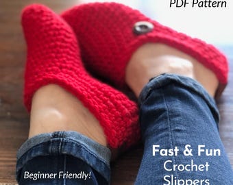 Unisex Slipper Pattern, Crochet Pattern, Fast Easy Crafts, Crochet Ballet Slippers, Instant Download, Adult Slippers, Gifts for Her and Him