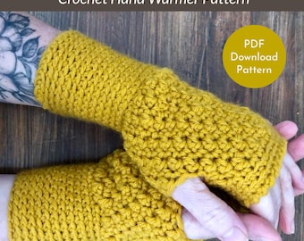 Häkelanleitung für Handwärmer, Pulswärmer, Armstulpen, Anleitung für fingerlose Handschuhe, Schnelle Häkelanleitung, Handgelenk Manschetten Für Frauen, Häkelanleitung für Frauen