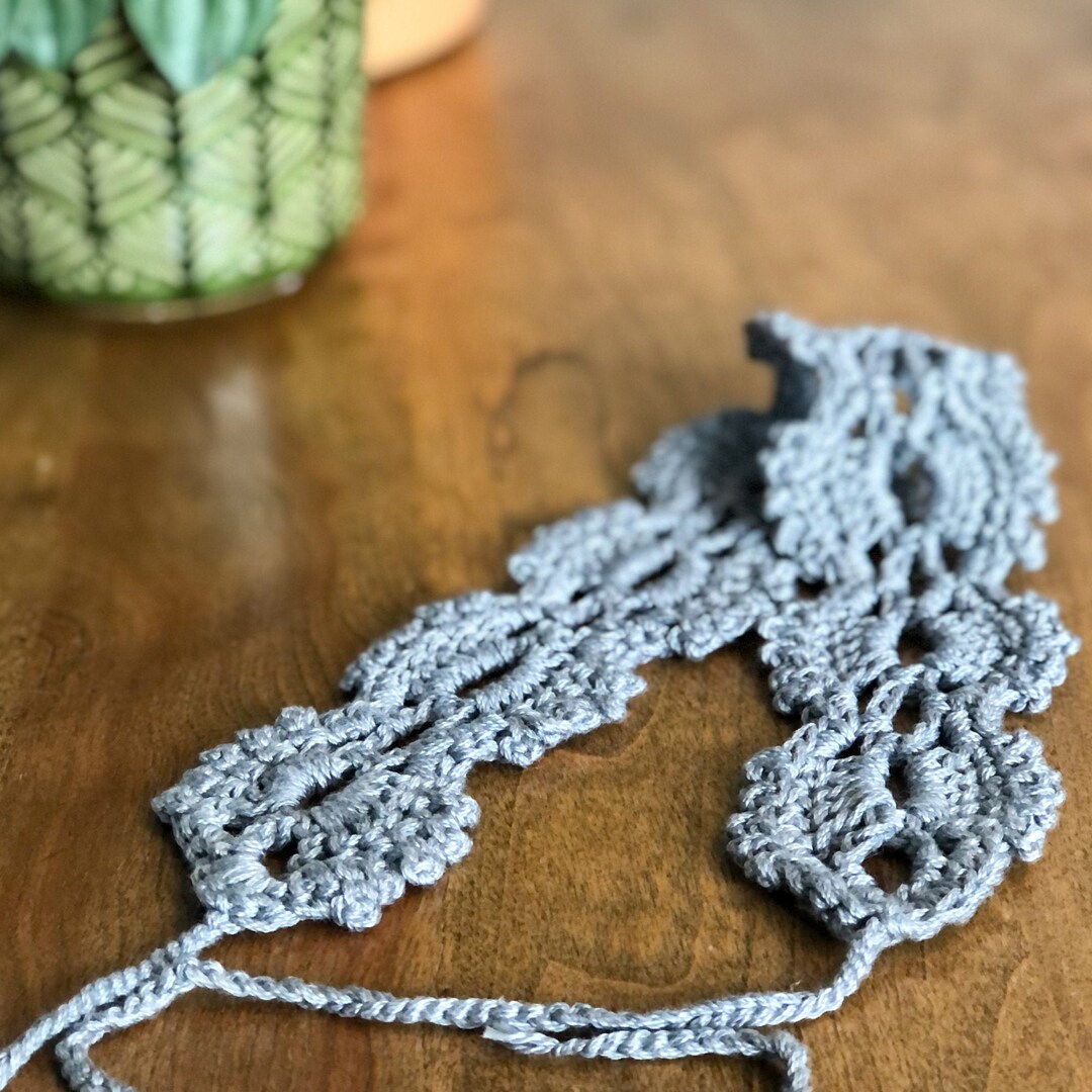 Cottagecore Headband, Crochet Choker, Silver Boho Headband  display picture 1