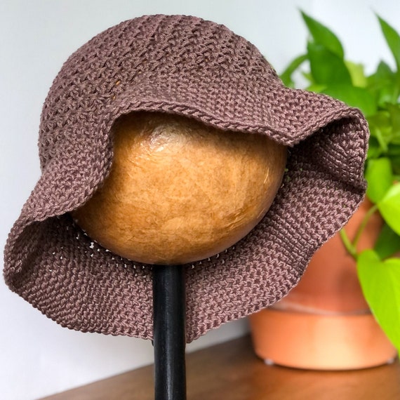 Summer Bucket Hat, Brown Crochet Bucket Hat, Handmade Bucket  display picture 2