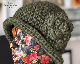 Crochet Winter Hat Pattern, Easy Crochet Pattern, Instant Download, PDF Crochet Pattern, Women's Winter Cloche, Fast Gifts to Make