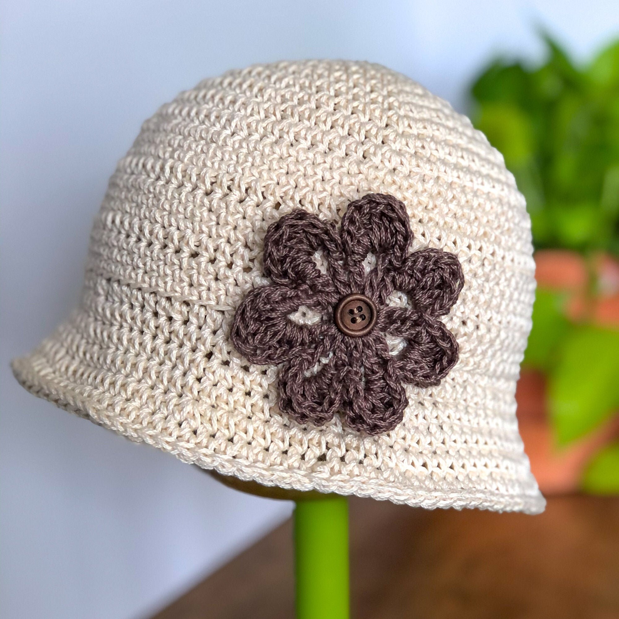 Crochet Sun Hat | Cottagecore Summer Bucket Hat | Cream 