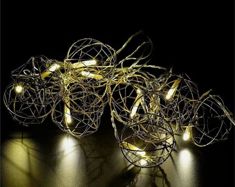 Romantic LED String Lights Golden Balls Indoor Mains Operated 10 LED Warm White
