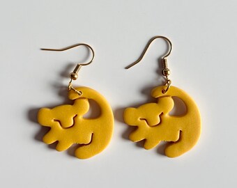 Lion Cub Polymer Clay Earrings: Safari Animals King Inspired