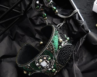 Skull jewelry set Skull earrings bracelet brooch Embroidery jewelry Gothic jewelry