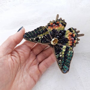 Rainbow butterfly brooch, Embroidered butterfly, Butterfly jewelry image 4