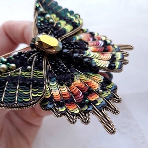 Rainbow butterfly brooch, Embroidered butterfly, Butterfly jewelry image 5