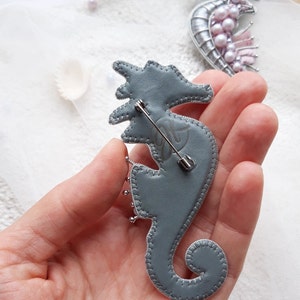 Pink Seahorse brooch Handmade brooch Sea jewelry Seahorse pin Summer jewelry image 4