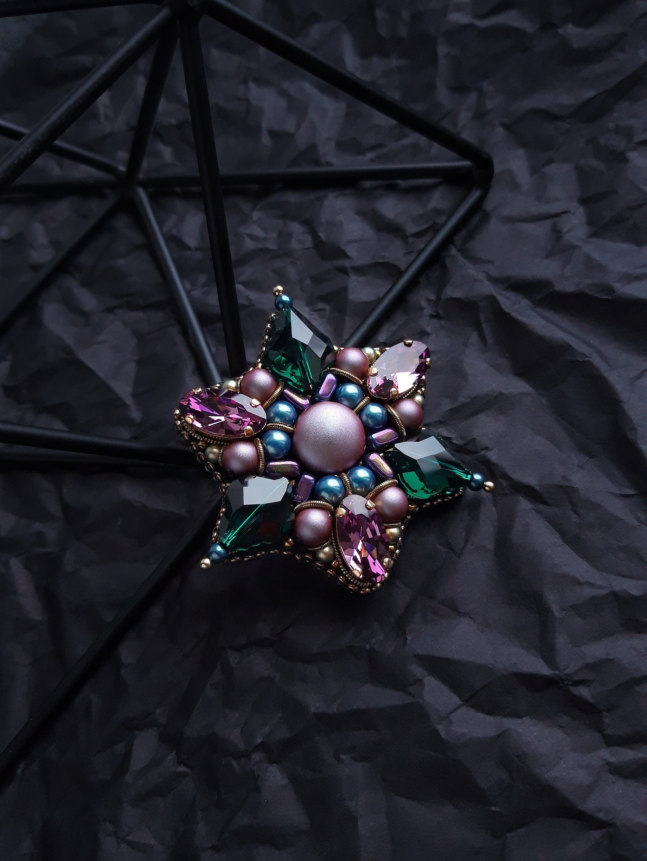 Brooch Order with Swarovski crystals Handmade brooch Etsy