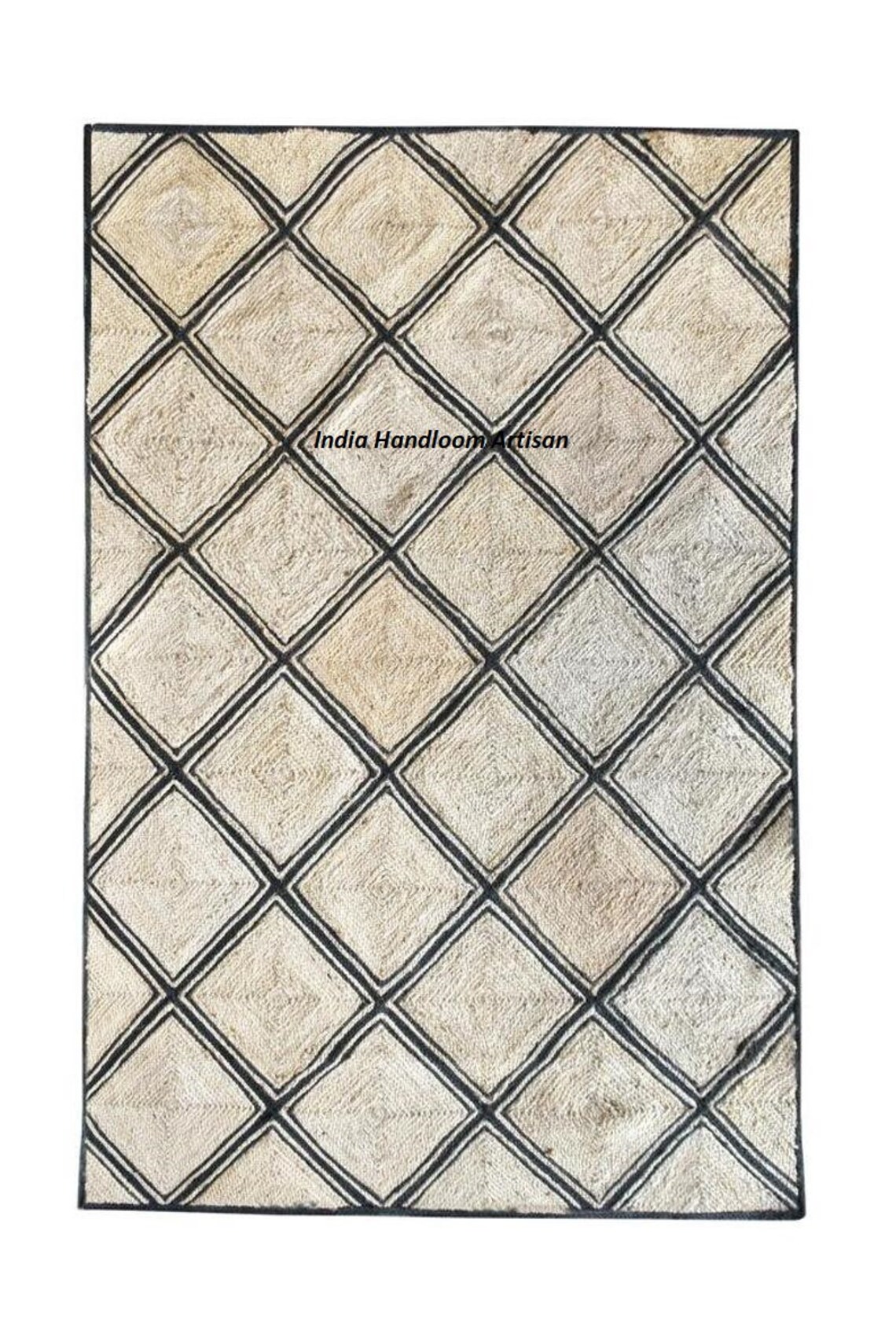 4x6,5x8,6x9,8x10,9x12 Ft. Indian Hand Braided Bohemian Black and White