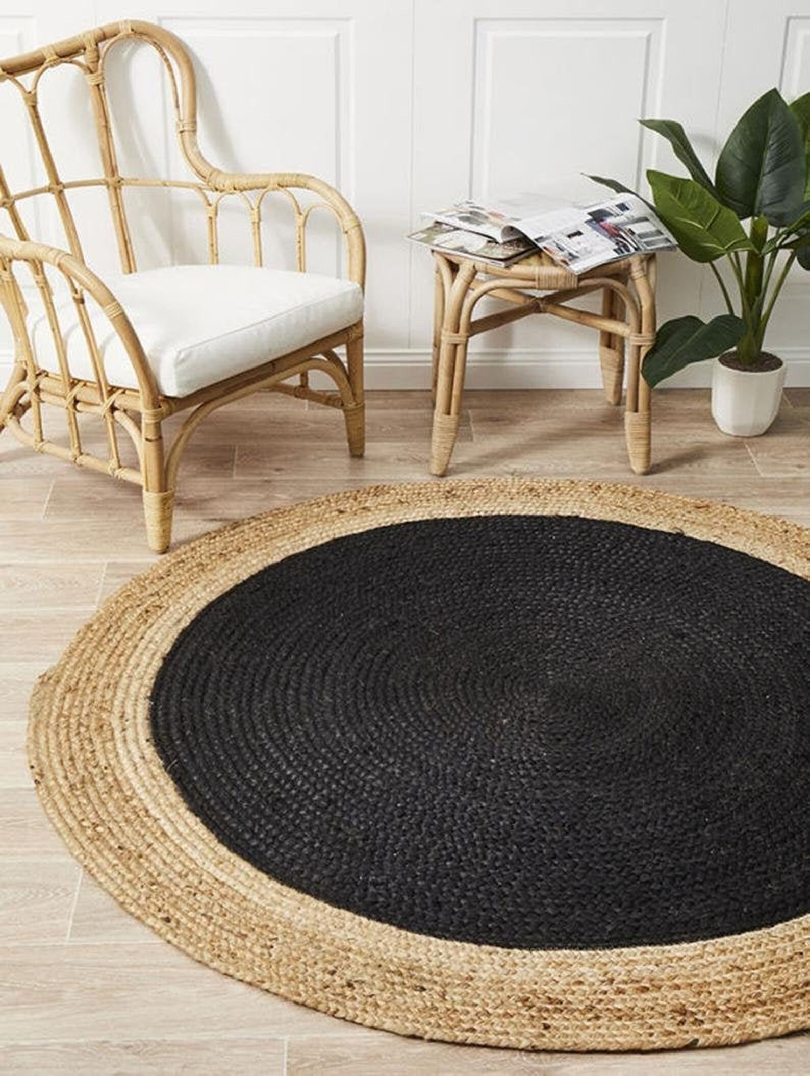4x4 6x6 8x8 10x10 Ft. Hemp Jute Round Rug Natural Jute and Herb Dye Rug