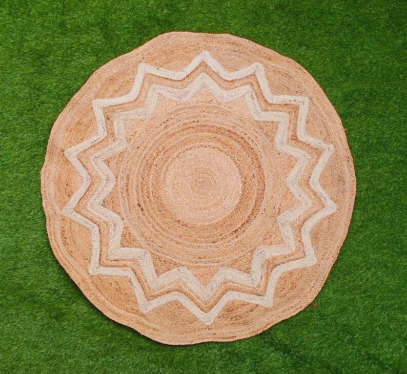 4x4 5x5 6X6 7x7 8x8 Ft. Round Rug in Natural Jute Jute and Etsy