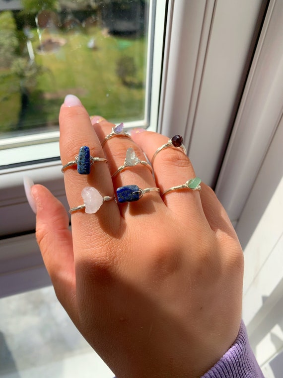Crystal Ring Rose Quartz Rings Clear 