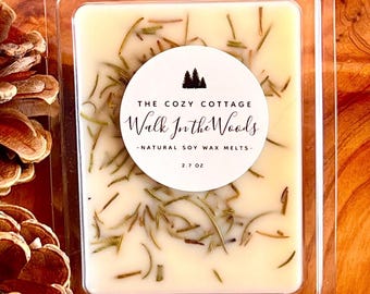 WALK IN the WOODS Pine Scented Soy Wax Melts - Organic - All Natural Candles - Wax Warmer Tarts - Home Fragrance - Forest - Cedar - Balsam